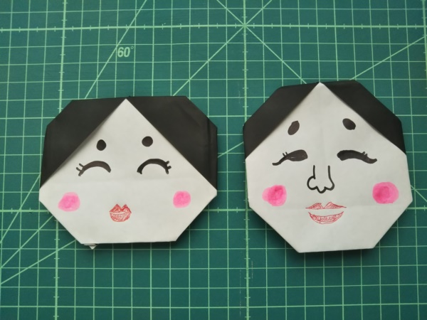 おたふくを折り紙で簡単に折るコツ おかめ顔のかわいい作り方
